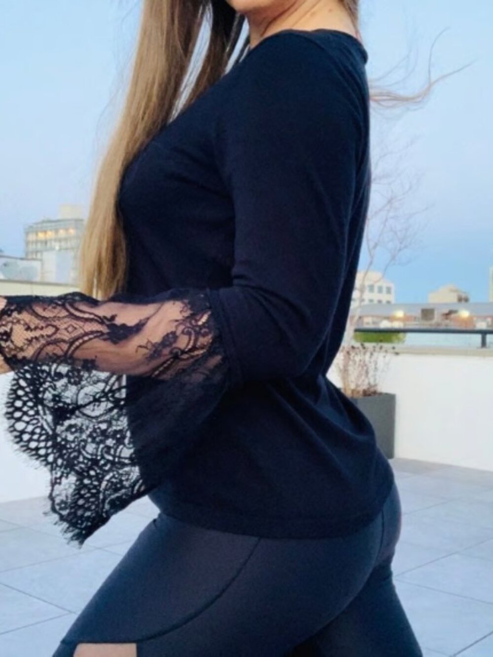 Vince Camuto Flare Lace Sleeves Sweater - Picture 9 of 12
